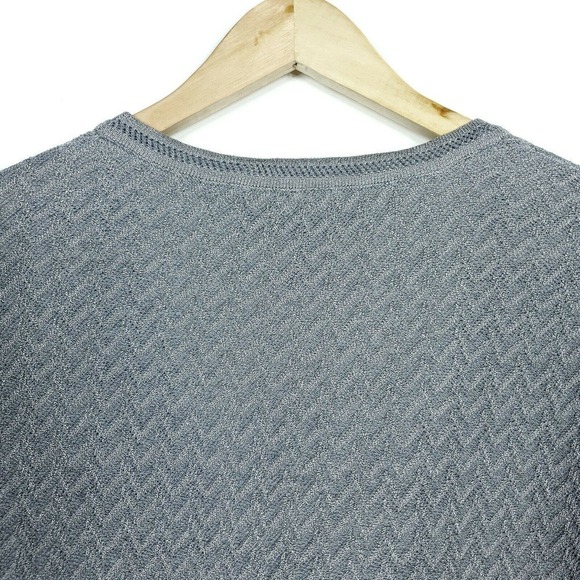 Escada Saks Fifth Avenue Cardigan EUR 42 Gray Wool Chevron Knit Tunic Sweater - Picture 7 of 9